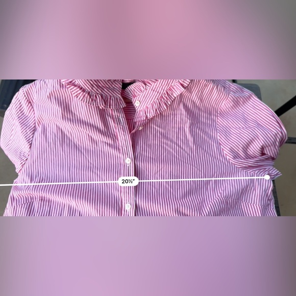 J. Crew Striped ruffleneck button-up Striped Pink Blouse Sz M - Picture 10 of 11